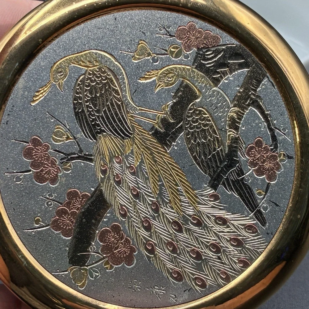 Vintage Art of Chokin Ceramic Trinket Jewelry Box Made in Japan 24K Gold Trim